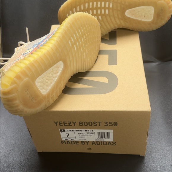 Yeezy Adidas Sneakers in Beige, Orange, and Blue - Picture 4 of 5